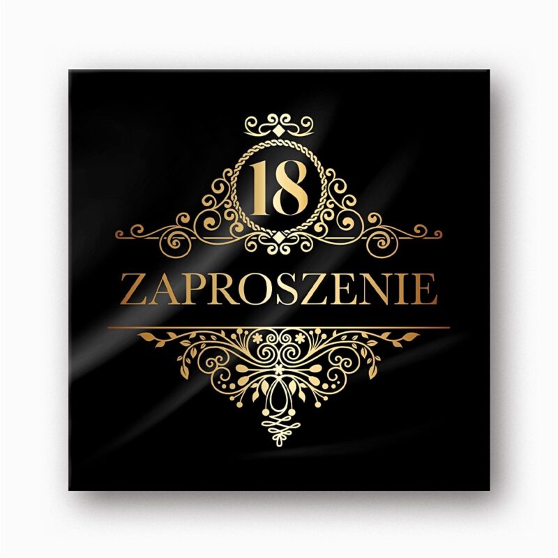 Zaproszenia na 18 urodziny ‘Fala GOLD’ z kopertami