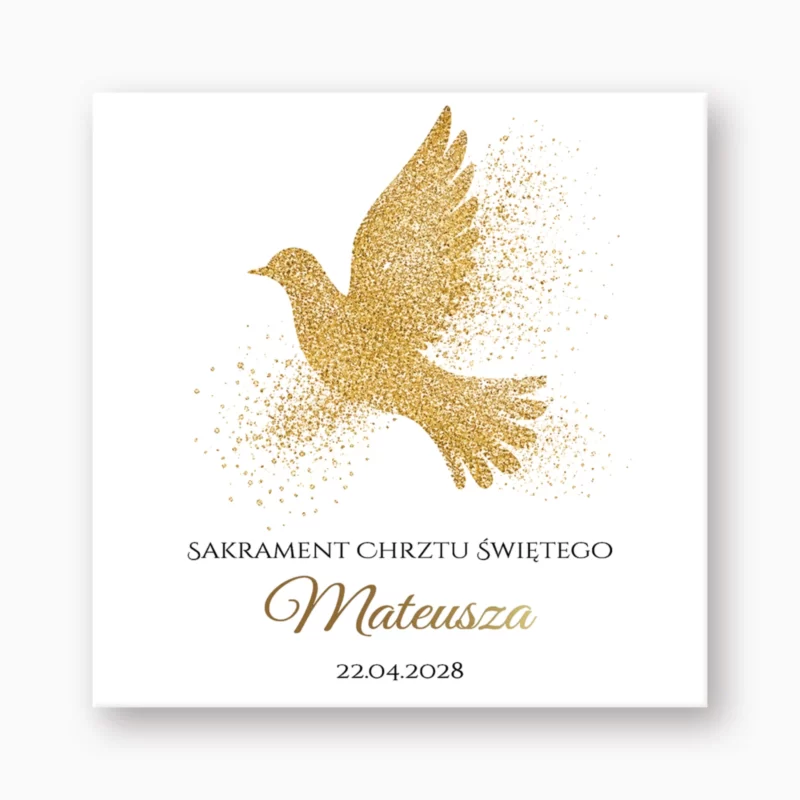 Zaproszenia na chrzest Złota Gołąbka №218